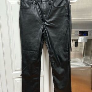 Black Faux Leather Jeans